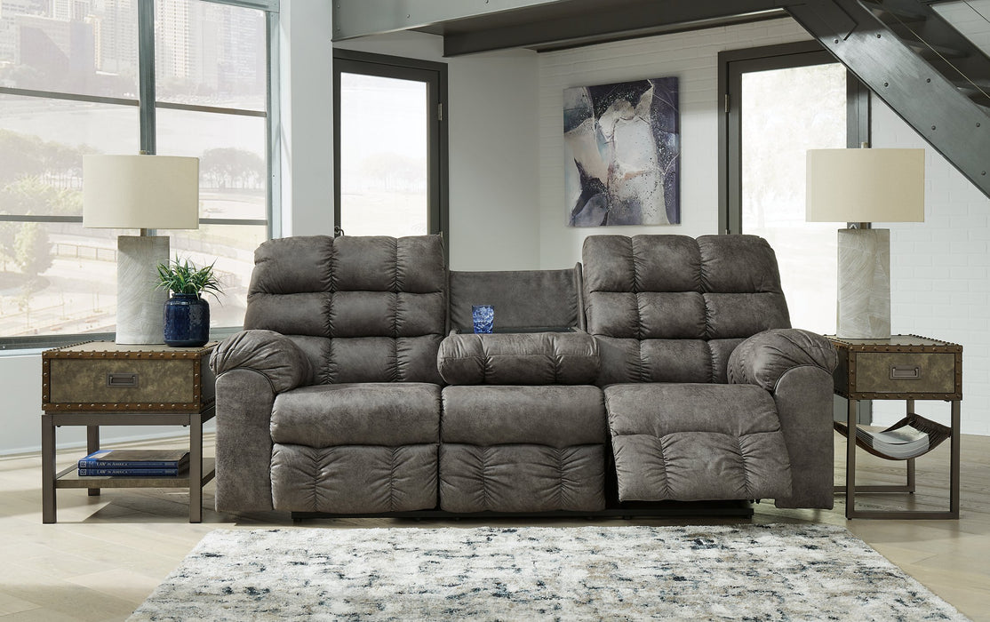 Derwin Reclining Sofa with Drop Down Table