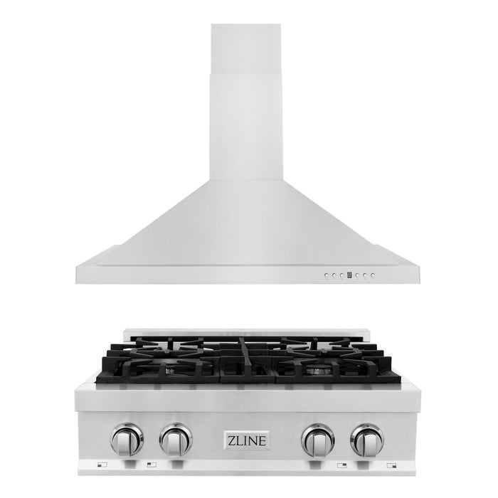 ZLINE Kitchen Package with 30 in. Stainless Steel Rangetop and 30 in. Convertible Range Hood (2KP-RTRH30)