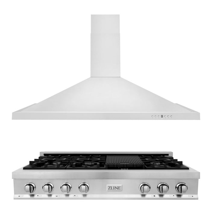 ZLINE Kitchen Package with 48 in. Stainless Steel Rangetop and 48 in. Convertible Range Hood (2KP-RTRH48)