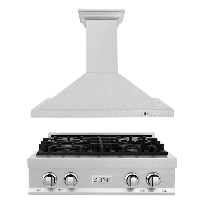 ZLINE Kitchen Package with 30 in. DuraSnow® Stainless Steel Rangetop and 30 in. Convertible Range Hood (2KP-RTSRH30)