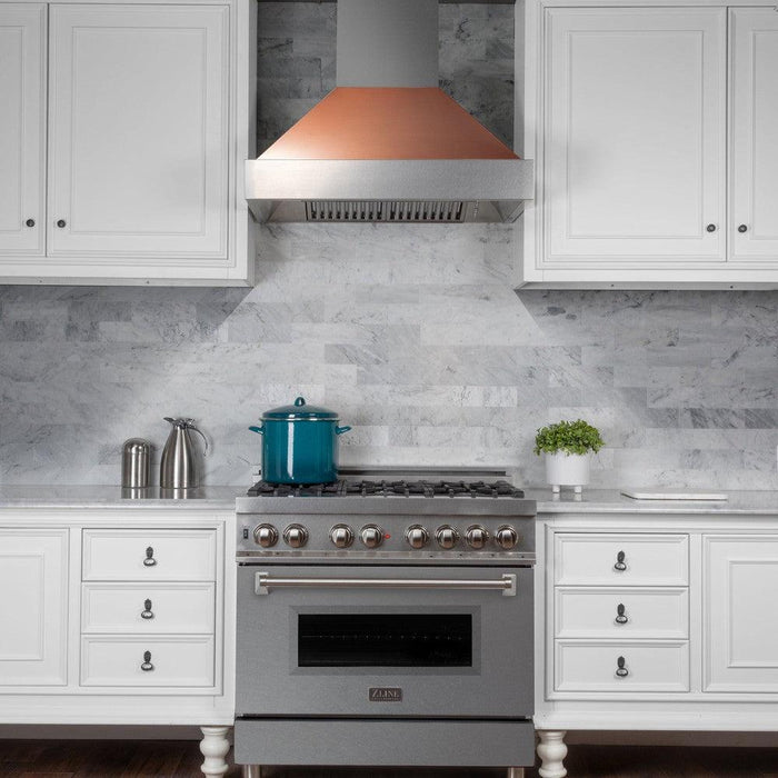 ZLINE Ducted Fingerprint Resistant Stainless Steel Range Hood with Copper Shell (8654C)