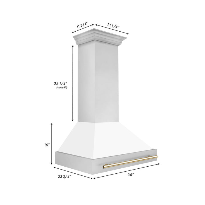 ZLINE Autograph Edition 36 in. Stainless Steel Range Hood with White Matte Shell and Handle (8654STZ-WM36)