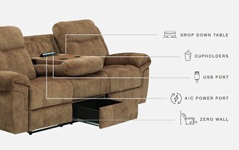 Huddle-Up Reclining Sofa with Drop Down Table