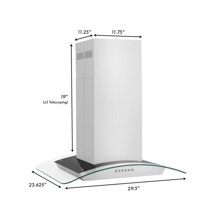 ZLINE Alpine Series Convertible Island Mount Range Hood in Stainless Steel (ALP70IS)