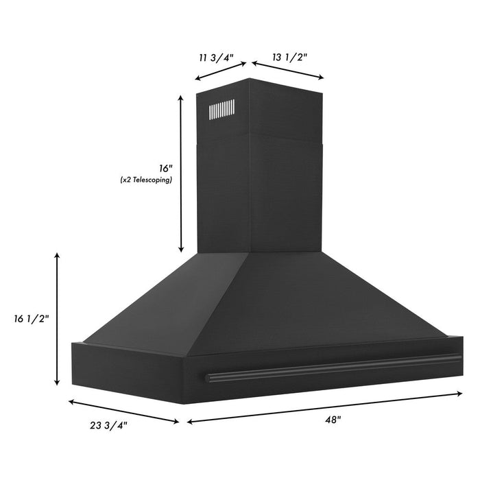 ZLINE Black Stainless Steel Range Hood with Black Stainless Steel Handle (BS655-BS)