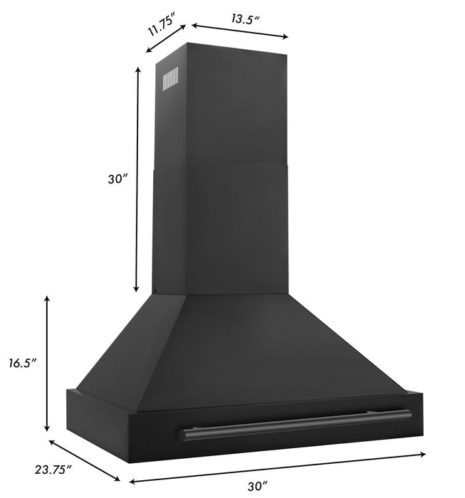 ZLINE Black Stainless Steel Range Hood with Black Stainless Steel Handle (BS655-BS)