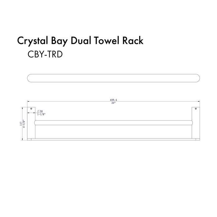 ZLINE Crystal Bay Double Towel Rail in Chrome (CBY-TRD-CH)