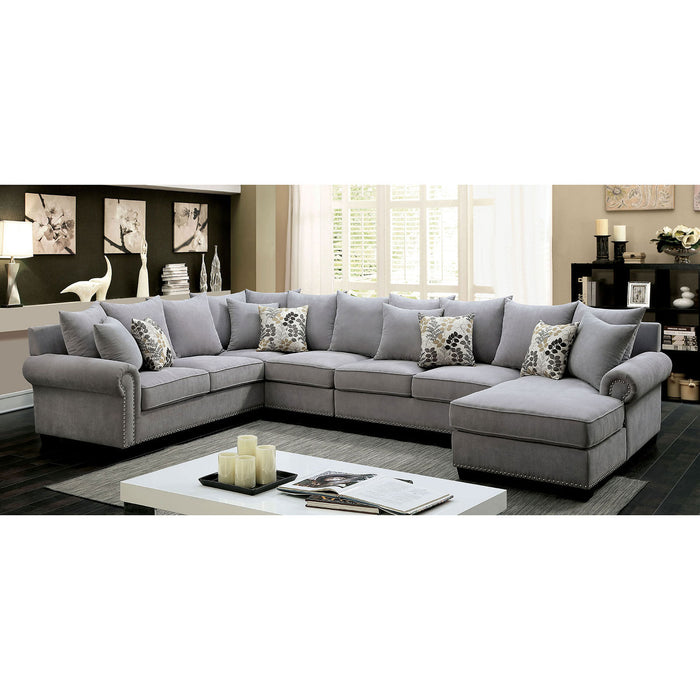 SKYLER II Gray Sectional + Chair, Gray