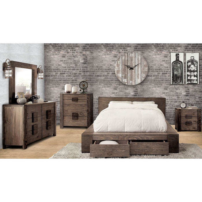 JANEIRO Rustic Natural Tone 5 Pc. Queen Bedroom Set w/ 2NS