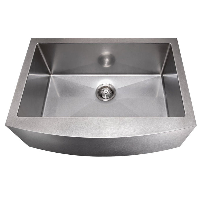 ZLINE Zermatt 30 in. Farmhouse Apron Mount Single Bowl Scratch Resistant Stainless Steel Kitchen Sink with Bottom Grid (SAS-30S)