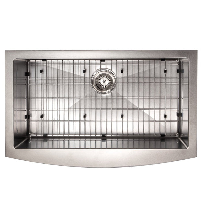 ZLINE Vail 33 in. Farmhouse Apron Mount Single Bowl Stainless Steel Kitchen Sink with Bottom Grid (SAS-33)