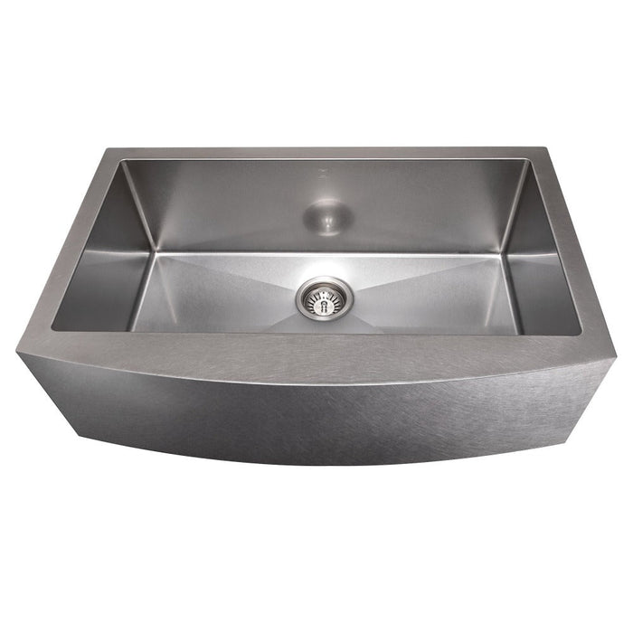 ZLINE Vail 33 in. Farmhouse Apron Mount Single Bowl Stainless Steel Kitchen Sink with Bottom Grid (SAS-33)