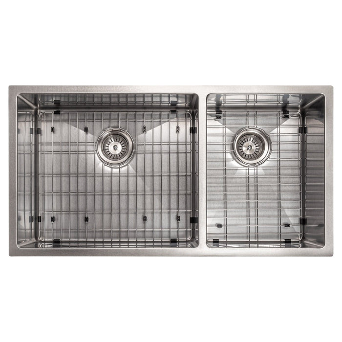 ZLINE Chamonix 36 in. Undermount Double Bowl Scratch Resistant Stainless Steel Kitchen Sink with Bottom Grid (SR60D-36S)