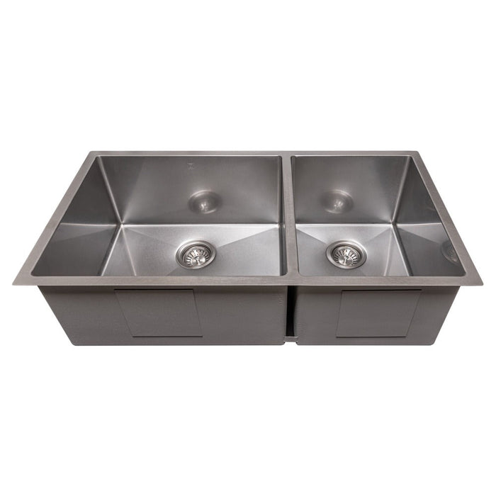 ZLINE Chamonix 36 in. Undermount Double Bowl Scratch Resistant Stainless Steel Kitchen Sink with Bottom Grid (SR60D-36S)