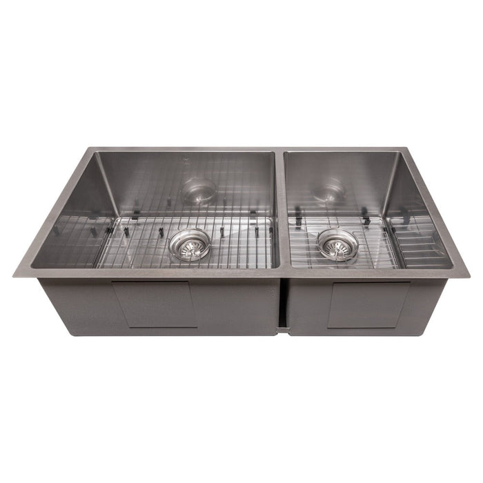 ZLINE Chamonix 36 in. Undermount Double Bowl Scratch Resistant Stainless Steel Kitchen Sink with Bottom Grid (SR60D-36S)