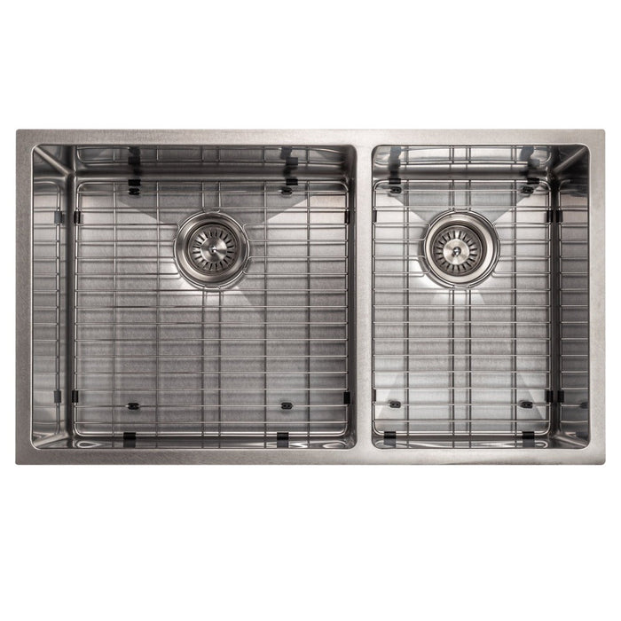 ZLINE Chamonix 33 in. Undermount Double Bowl Scratch Resistant Stainless Steel Kitchen Sink with Bottom Grid (SR60D-33S)