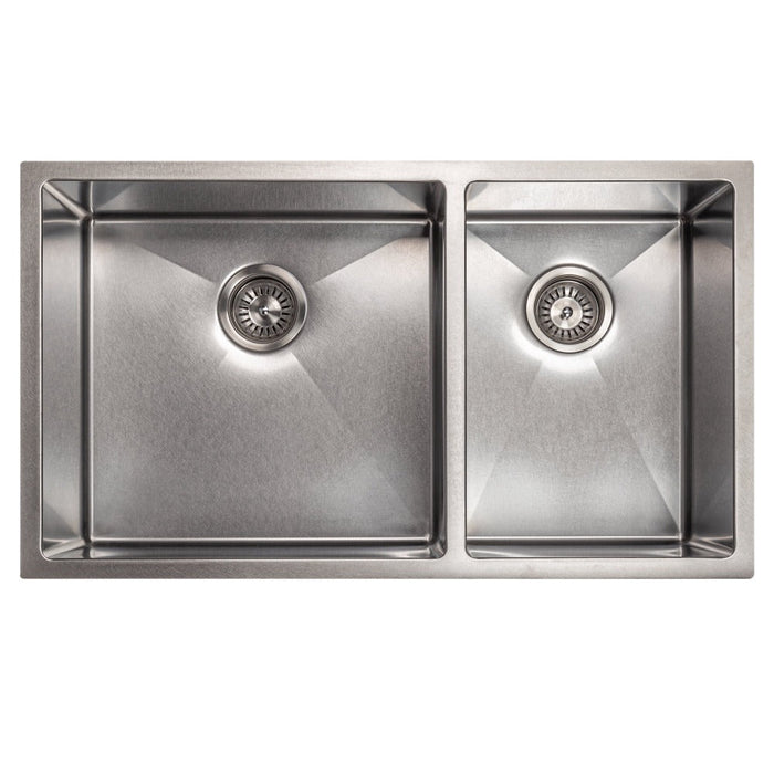 ZLINE Chamonix 33 in. Undermount Double Bowl Scratch Resistant Stainless Steel Kitchen Sink with Bottom Grid (SR60D-33S)