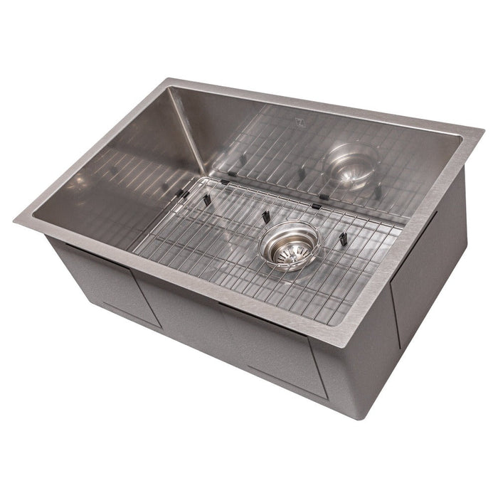 ZLINE Meribel 27 in. Undermount Single Bowl Stainless Steel Kitchen Sink with Bottom Grid (SRS-27)