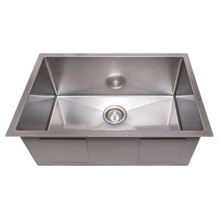 ZLINE Meribel 27 in. Undermount Single Bowl Stainless Steel Kitchen Sink with Bottom Grid (SRS-27)