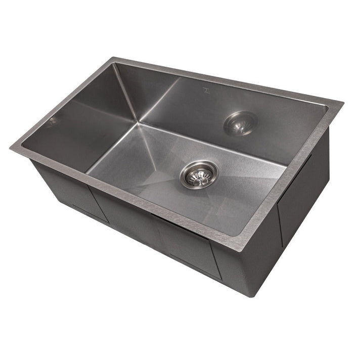 ZLINE Meribel 30 in. Undermount Single Bowl Scratch Resistant Stainless Steel Kitchen Sink with Bottom Grid (SRS-30S)