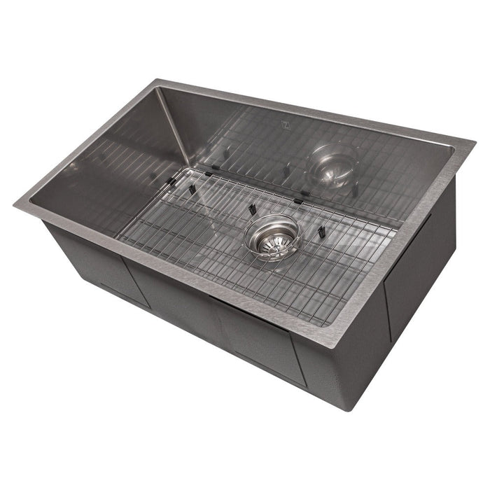 ZLINE Meribel 30 in. Undermount Single Bowl Scratch Resistant Stainless Steel Kitchen Sink with Bottom Grid (SRS-30S)