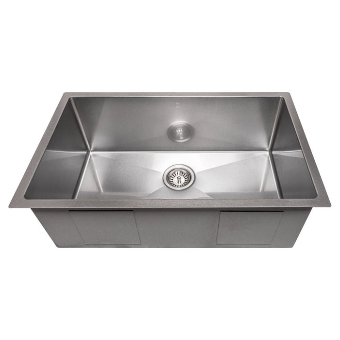 ZLINE Meribel 30 in. Undermount Single Bowl Scratch Resistant Stainless Steel Kitchen Sink with Bottom Grid (SRS-30S)