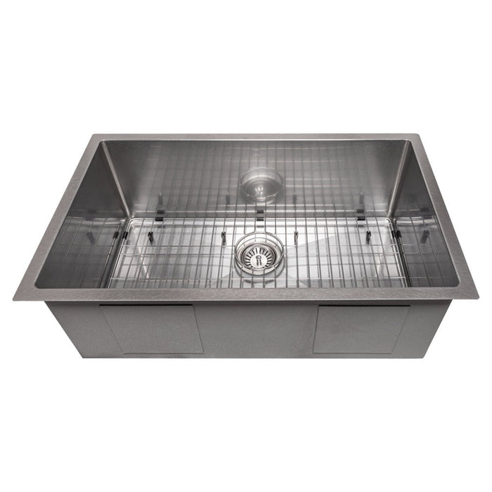 ZLINE Meribel 30 in. Undermount Single Bowl Scratch Resistant Stainless Steel Kitchen Sink with Bottom Grid (SRS-30S)