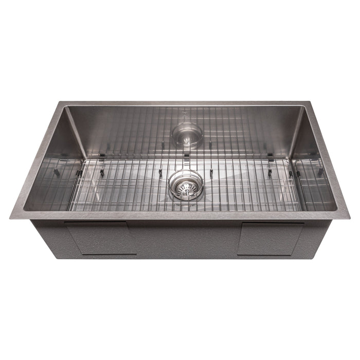 ZLINE Meribel 33 in. Undermount Single Bowl Scratch Resistant Stainless Steel Kitchen Sink with Bottom Grid (SRS-33S)