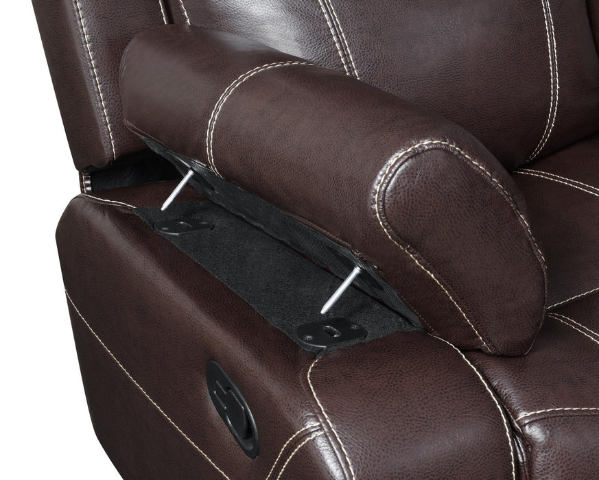 Myleene Chestnut Leather Reclining Loveseat