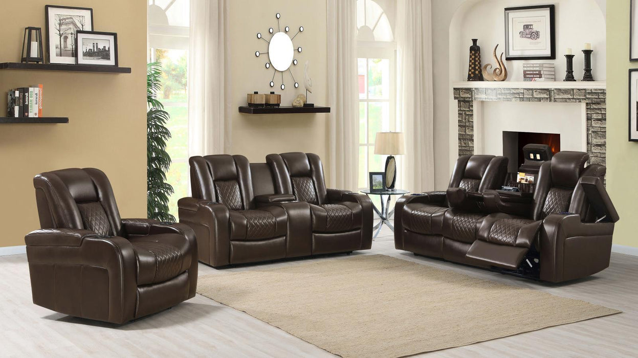 Delangelo Brown Power Motion Reclining Loveseat