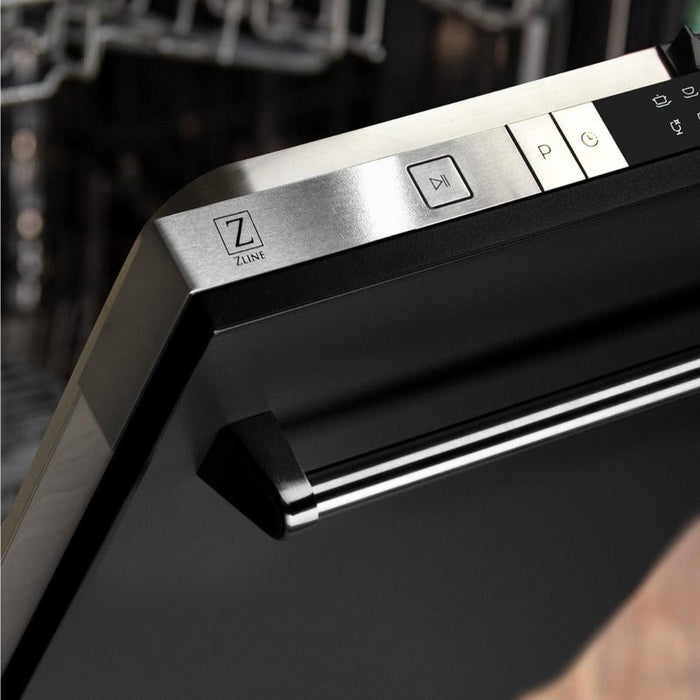 ZLINE 24 in. Top Control Dishwasher with Black Matte Panel and Traditional Style Handle, 52dBa (DW-BLM-24)