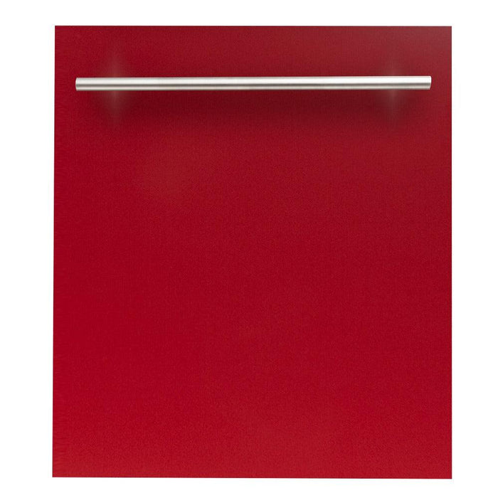 ZLINE 24 in. Top Control Dishwasher with Red Gloss Panel and Modern Style Handle, 52dBa (DW-RG-H-24)