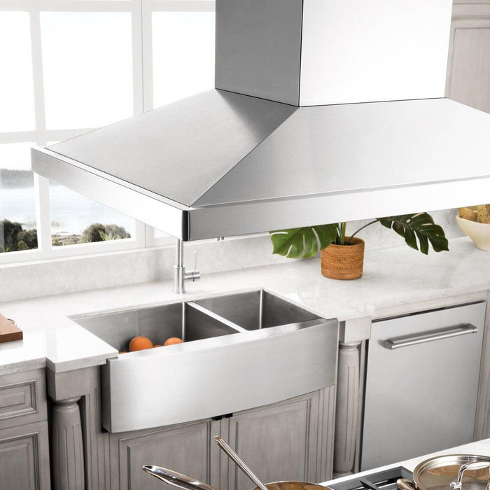 ZLINE Island Mount Range Hood in Stainless Steel with Built-in CrownSound Bluetooth Speakers (GL2iCRN-BT)