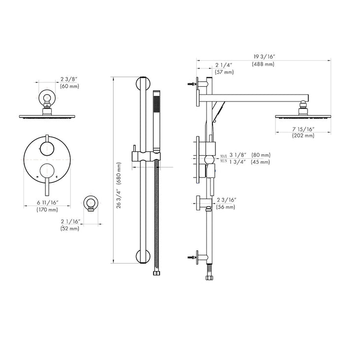 ZLINE El Dorado Rainfall Shower System in Polished Gold (ELD-SHS-PG)