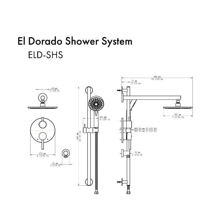 ZLINE El Dorado Rainfall Shower System in Gun Metal (ELD-SHS-GM)