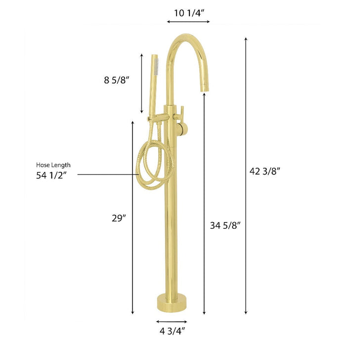 ZLINE Emerald Bay Bath Tub Filler with Hand Shower in Polished Gold (EMBY-BTF-PG)