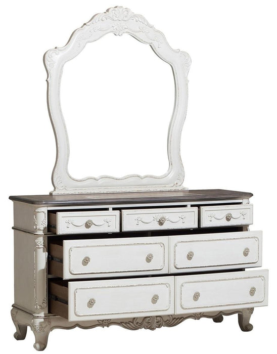 Homelegance Cinderella 7 Drawer Dresser in Antique White with Grey Rub-Through 1386NW-5