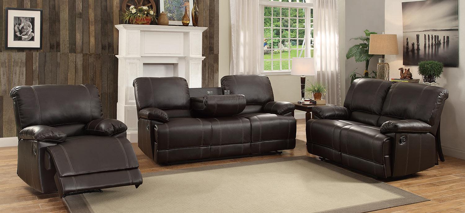 Homelegance Furniture Cassville Double Reclining Chair in Dark Brown 8403-1