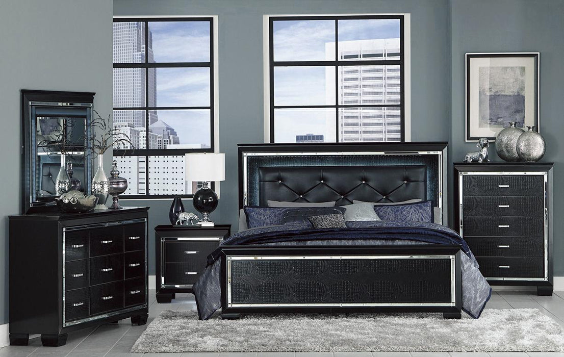 Homelegance Allura King Panel Bed in Black 1916KBK-1EK*