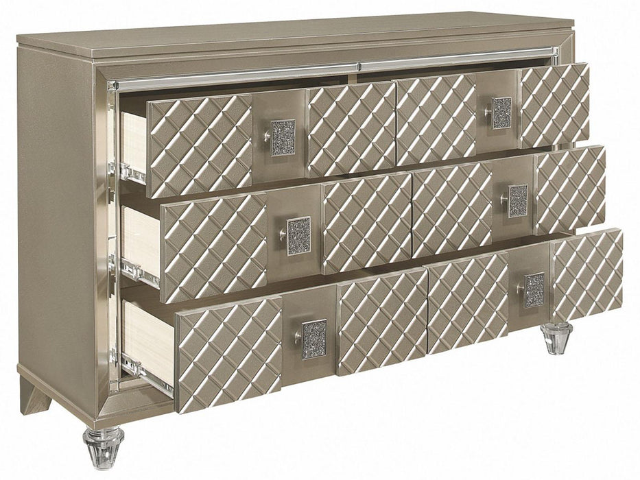 Homelegance Furniture Youth Loudon 6 Drawer Dresser in Champagne Metallic B1515-5