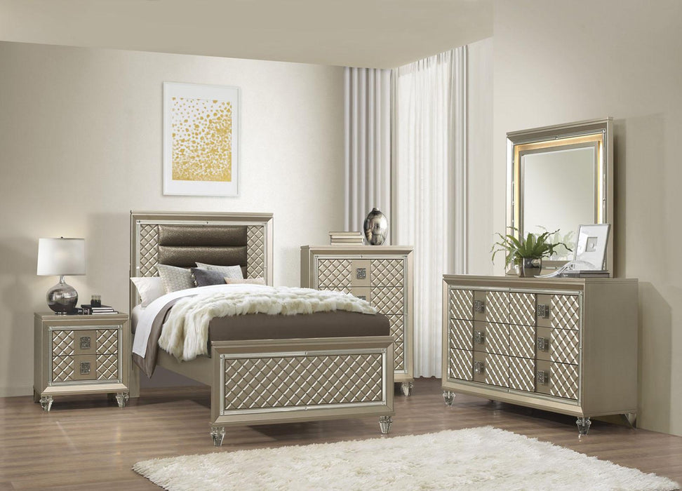 Homelegance Furniture Youth Loudon 6 Drawer Dresser in Champagne Metallic B1515-5