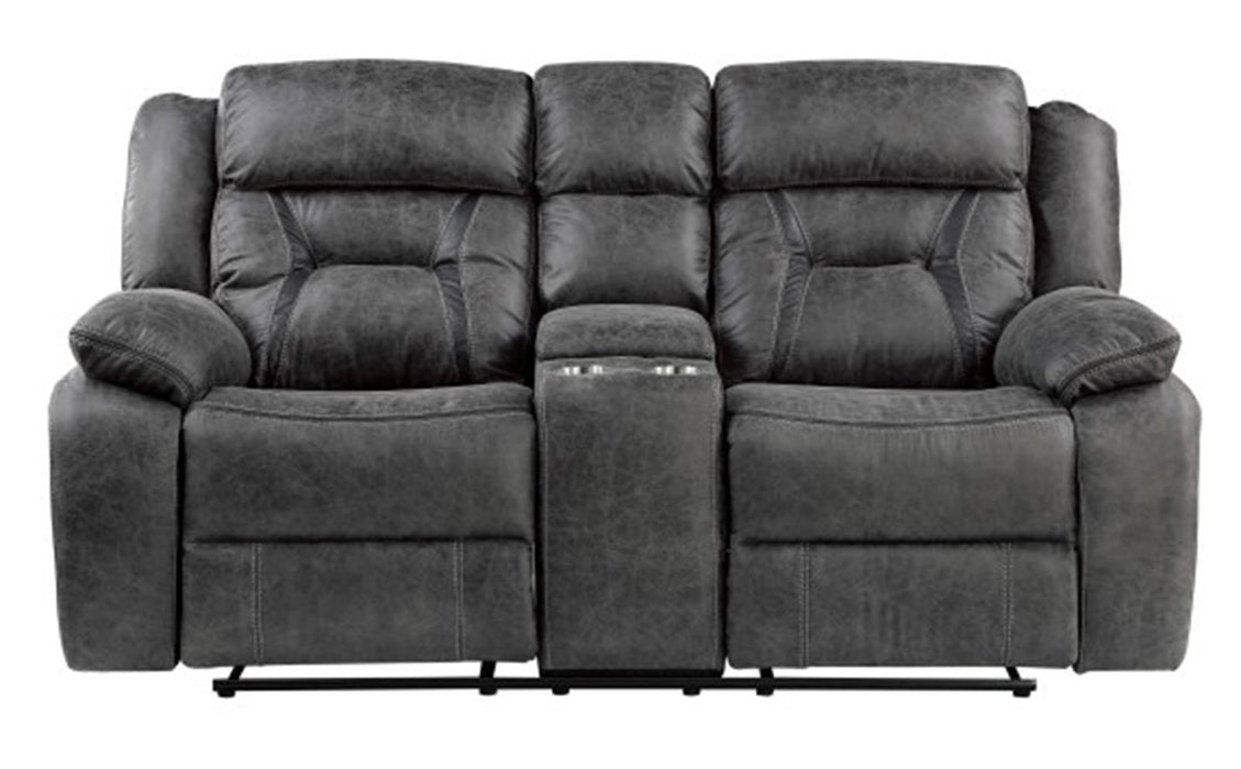 Homelegance Furniture Madrona Hill Double Reclining Loveseat in Gray 9989GY-2