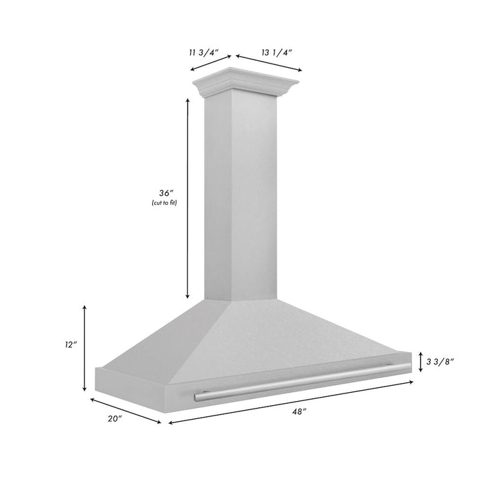 ZLINE Convertible Fingerprint Resistant DuraSnow® Stainless Steel Range Hood with Stainless Steel Handle (KB4SNX)