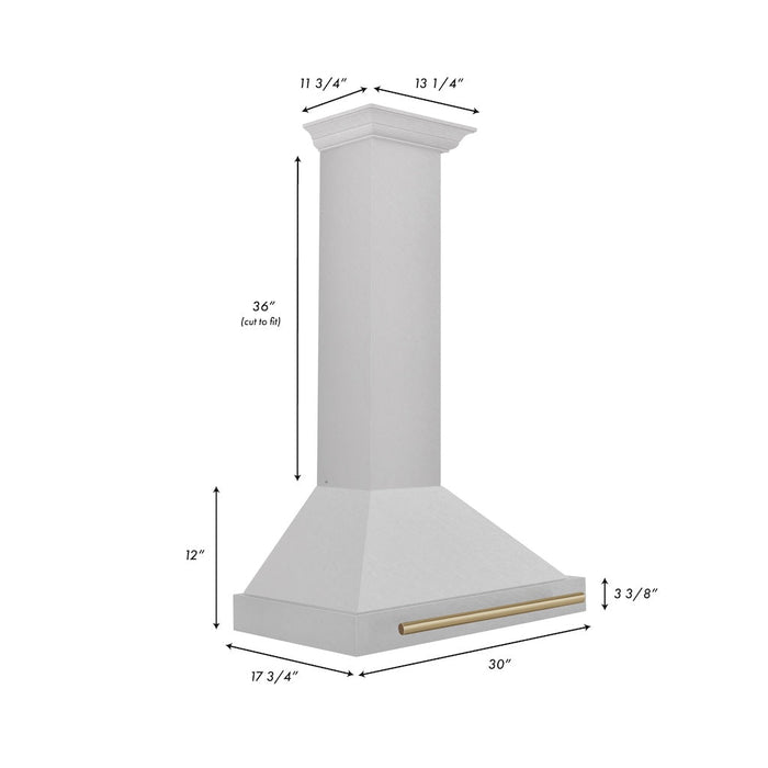 ZLINE Autograph Edition Convertible Fingerprint Resistant DuraSnow® Stainless Steel Range Hood with Champagne Bronze Handle (KB4SNZ-CB)