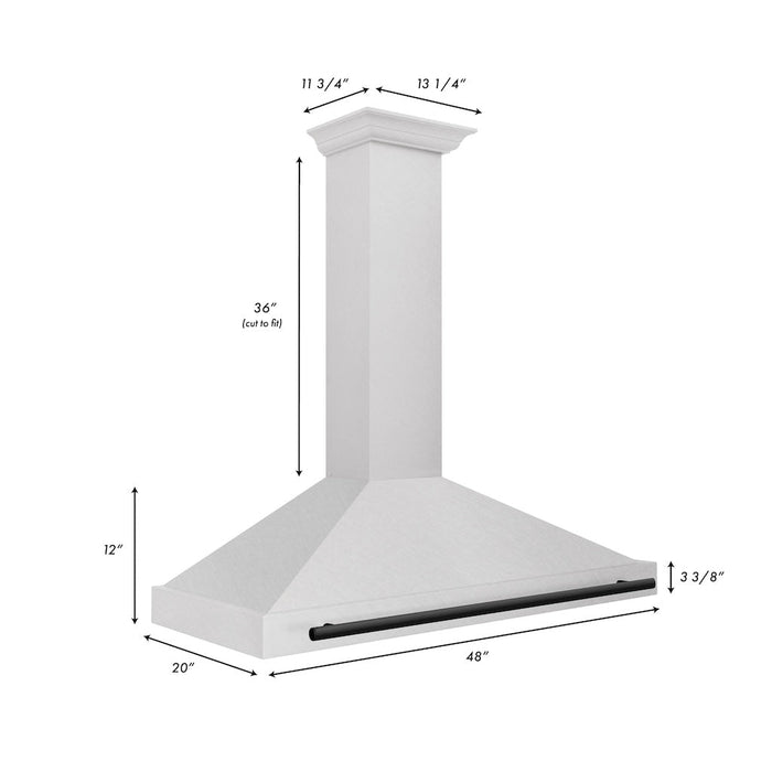 ZLINE Autograph Edition Convertible Fingerprint Resistant DuraSnow® Stainless Steel Range Hood with Matte Black Handle (KB4SNZ-MB)