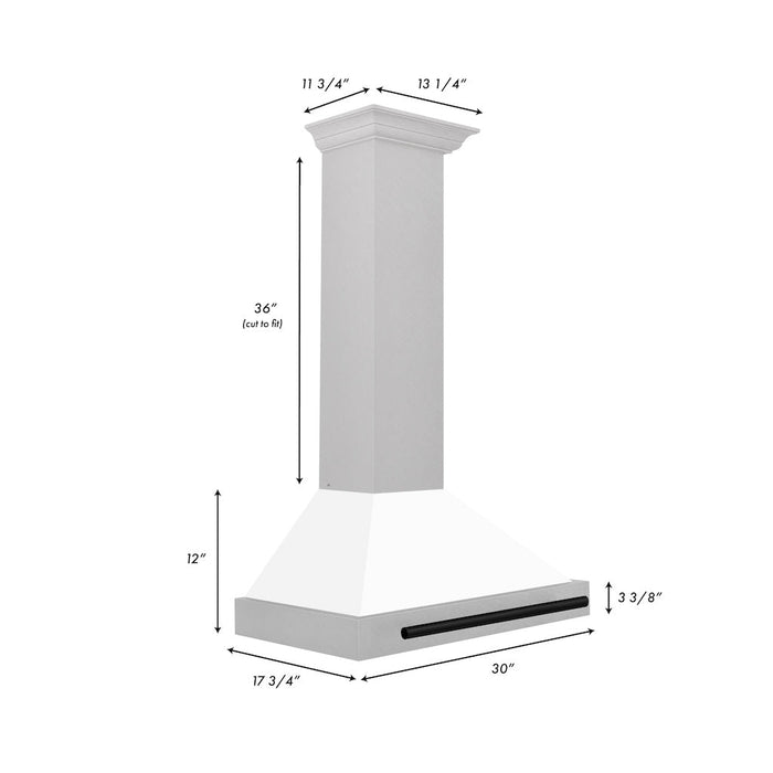 ZLINE Autograph Edition Convertible Fingerprint Resistant DuraSnow® Stainless Steel Range Hood with White Matte Shell and Matte Black Handle (KB4SNZ-WM-MB)