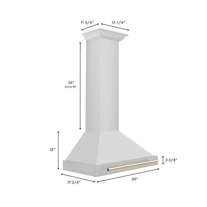 ZLINE Autograph Edition Convertible Stainless Steel Range Hood with Stainless Steel Shell and Polished Gold Accents (KB4STZ-G)