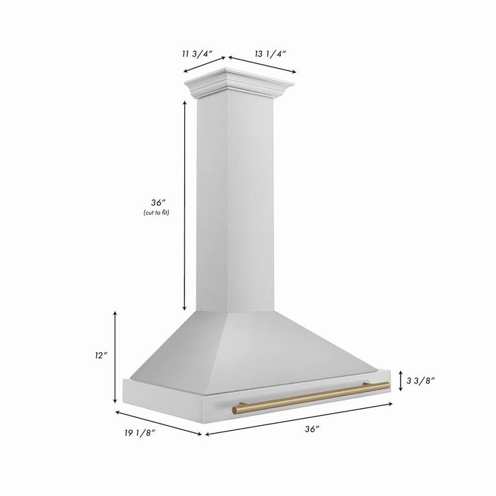 ZLINE Autograph Edition Convertible Stainless Steel Range Hood with Stainless Steel Shell and Champagne Bronze Accents (KB4STZ-CB)