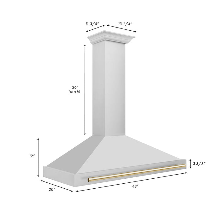 ZLINE Autograph Edition Convertible Stainless Steel Range Hood with Stainless Steel Shell and Polished Gold Accents (KB4STZ-G)