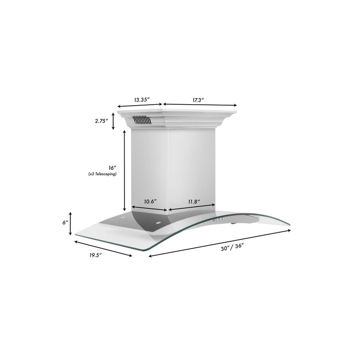 ZLINE Ducted Vent Wall Mount Range Hood in Stainless Steel with Built-in CrownSound Bluetooth Speakers (KN4CRN-BT)